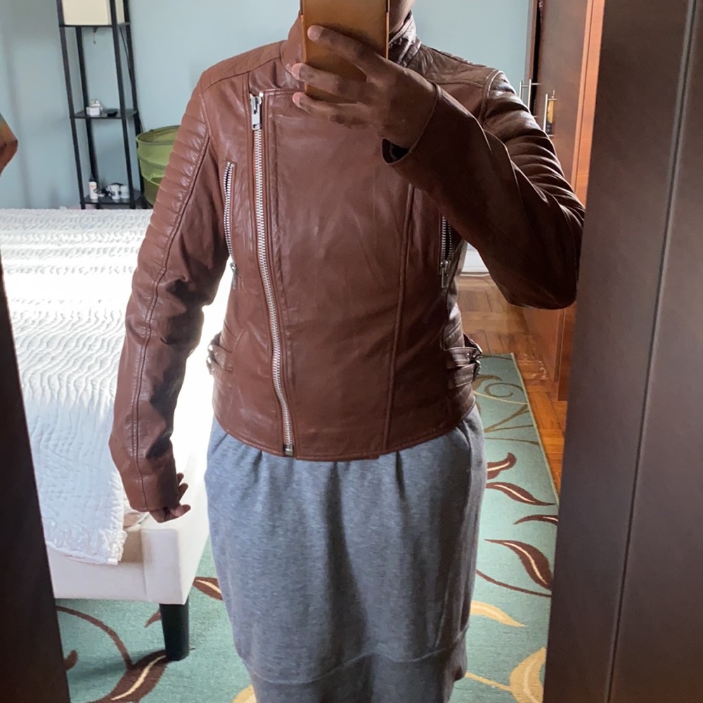 Barney’s deep tan real leather jacket - Picture 8 of 14